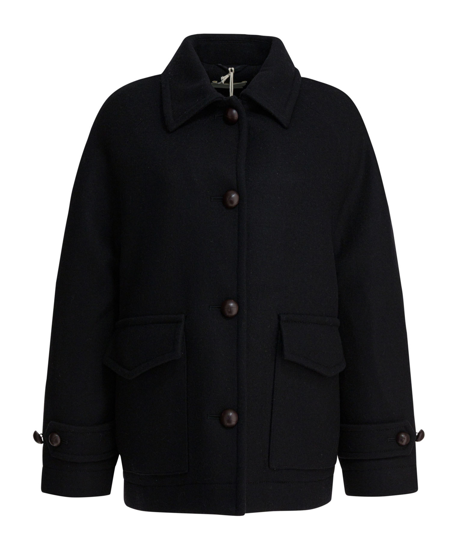 Circolo 1901 Black Wool Double-breasted Coat In Black