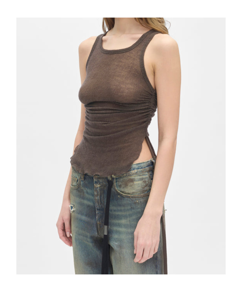 Ann Demeulemeester Mara Wrinkled Cropped Tank Top In Green