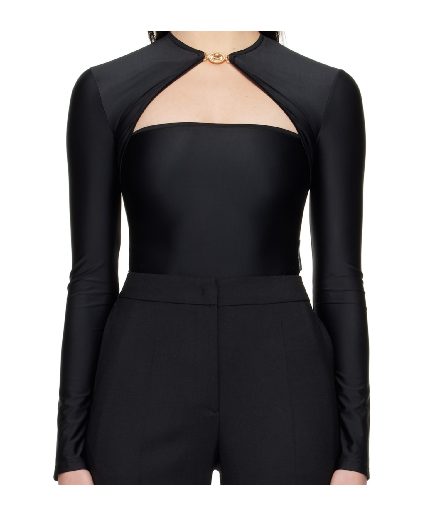 Marine Serre Black Draped Jersey Open Neck T-shirt In Black