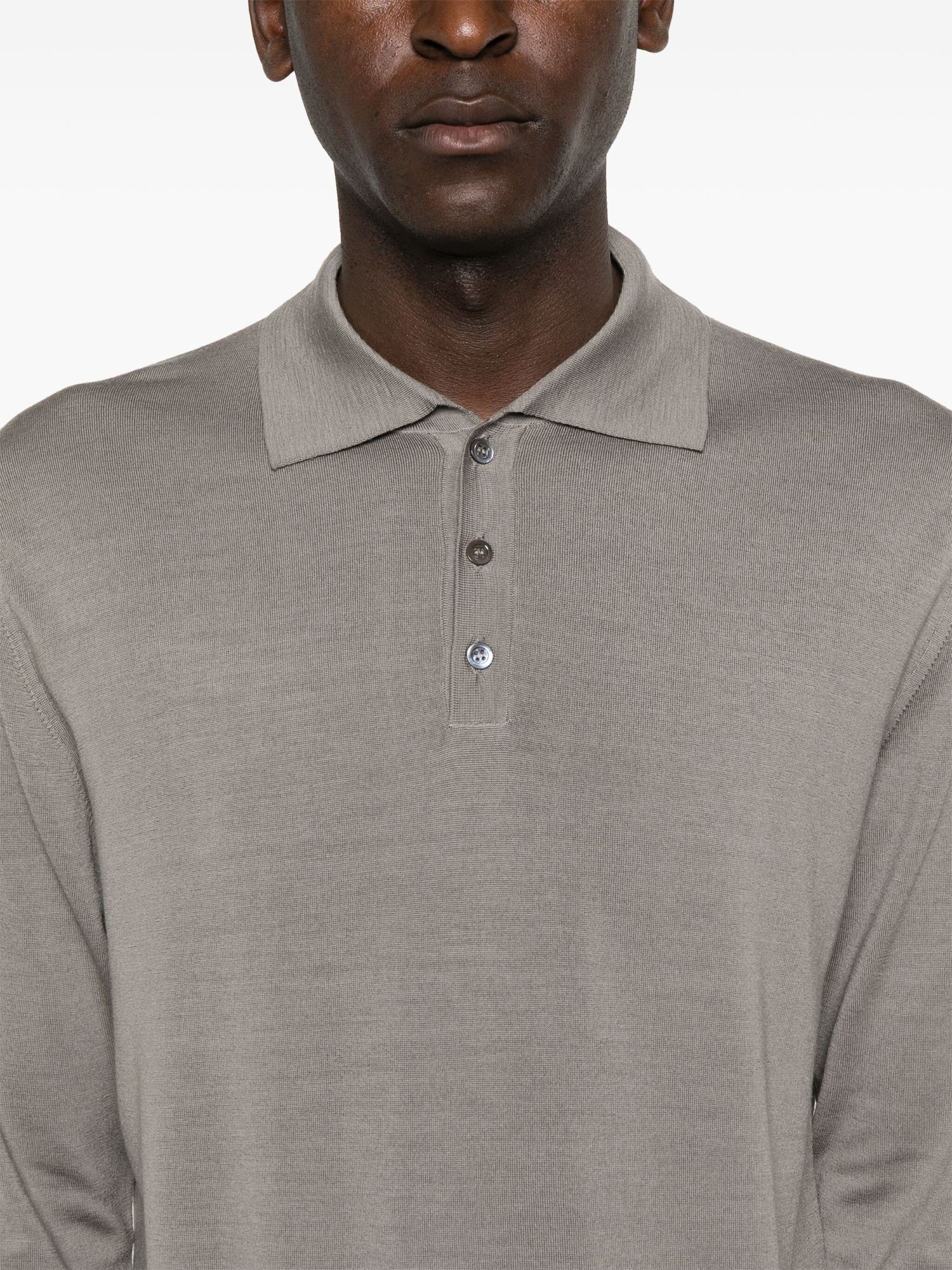 Shop Barena Venezia Fine-knit Wool Polo Shirt In Gray