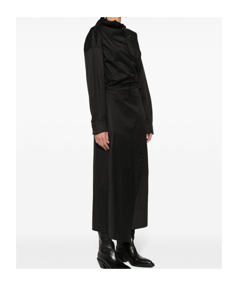 Diesel Long-sleeved Hooded Wrap Dress In Black