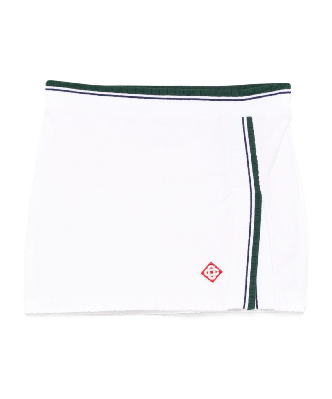 Casablanca Textured Knit Miniskirt Contrast Trim In White
