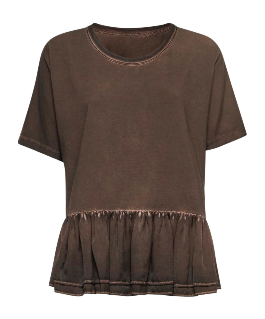 Uma Wang Round Collar And Trumpet T-shirt In Brown
