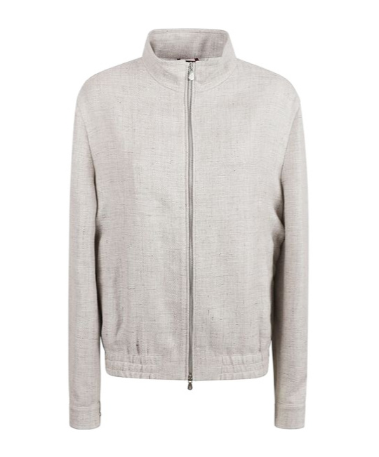 Brunello Cucinelli Textured High-collar Coat With Zip Closure In Grey