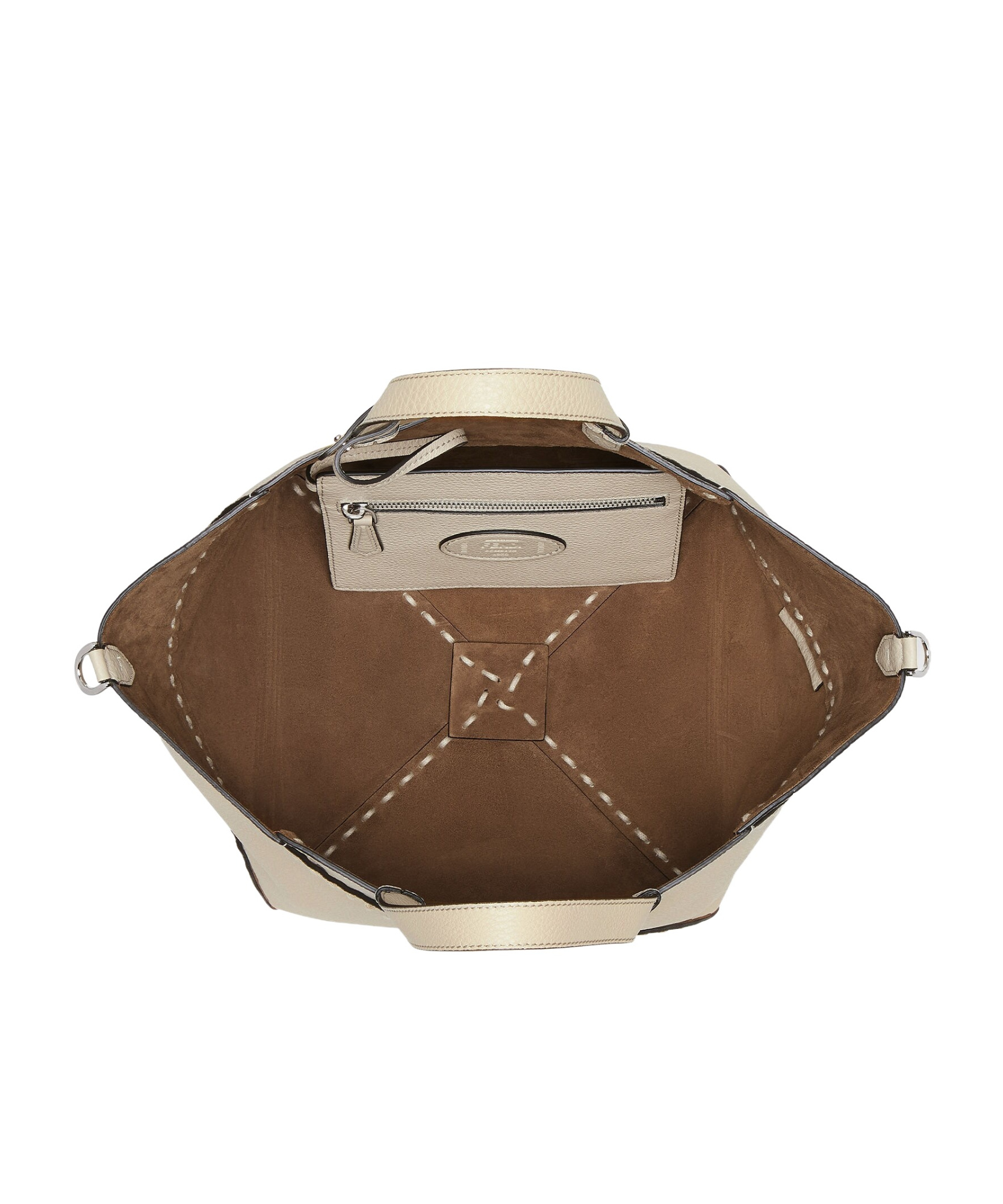 Fendi Diagonal Shopping Small Selleria In Nude