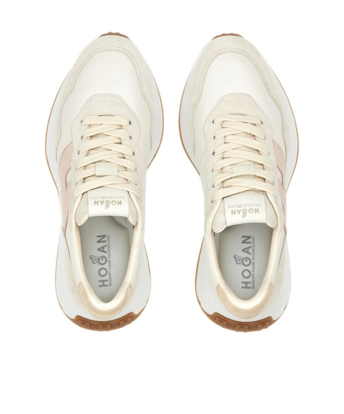 Hogan H669 Suede And Leather Sneakers In White