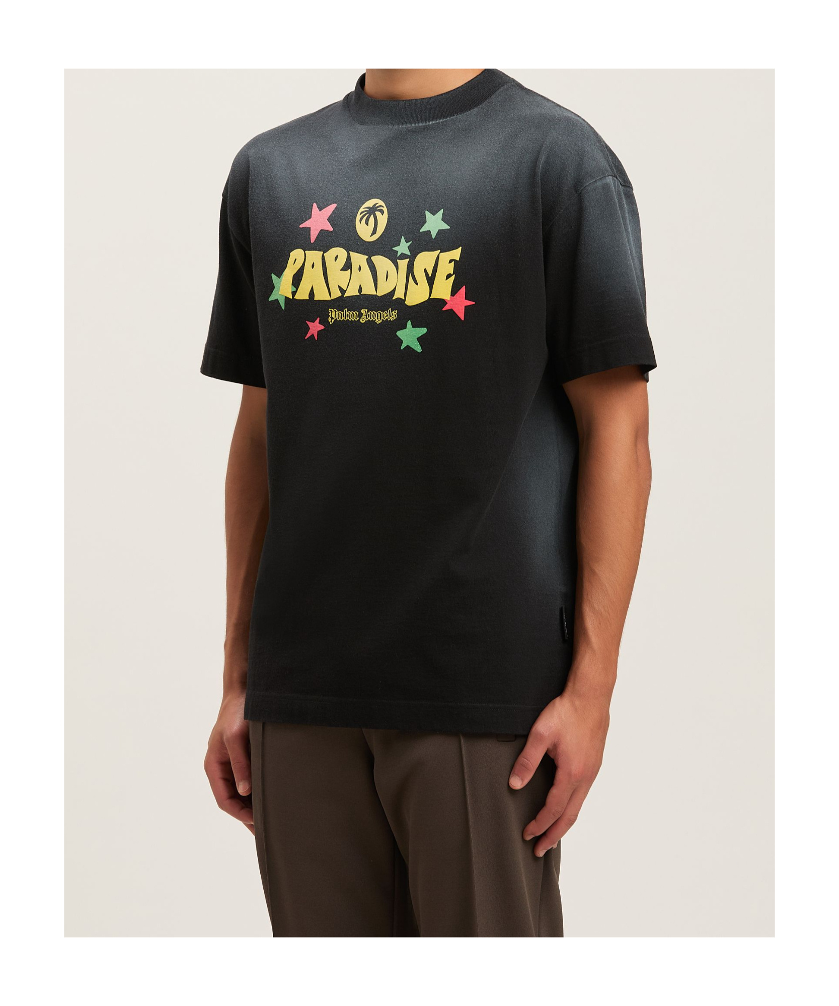 Palm Angels Paradise Print T-shirt In Black