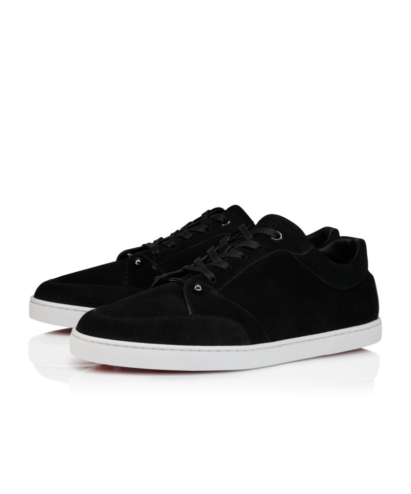 Christian Louboutin Chambelisneak Crosta Calf Leather Sneakers In Black