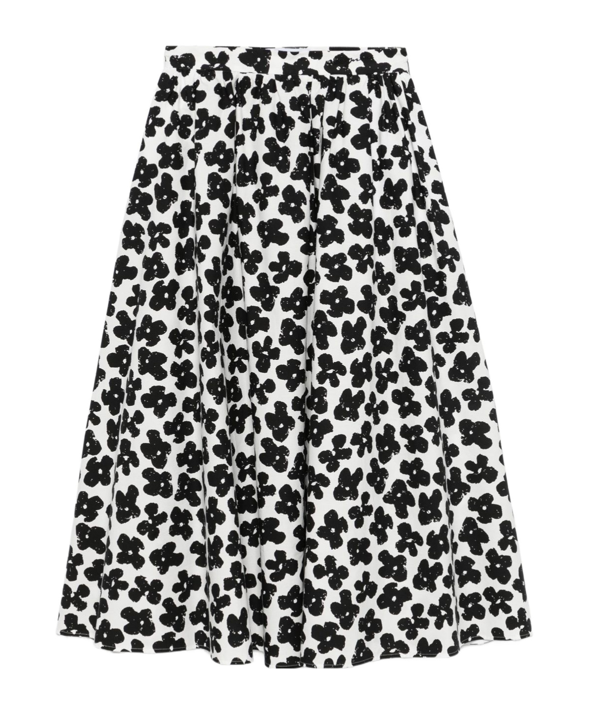 Msgm Floral-print Pleated Maxi Skirt In Black