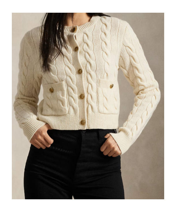 Polo Ralph Lauren Cable-knit Button-down Cardigan In White