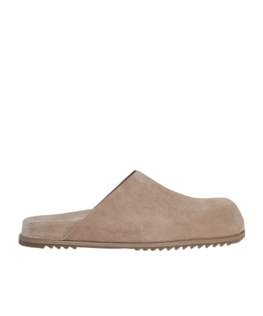 Rick Owens Round Toe Flat Slippers In Brown