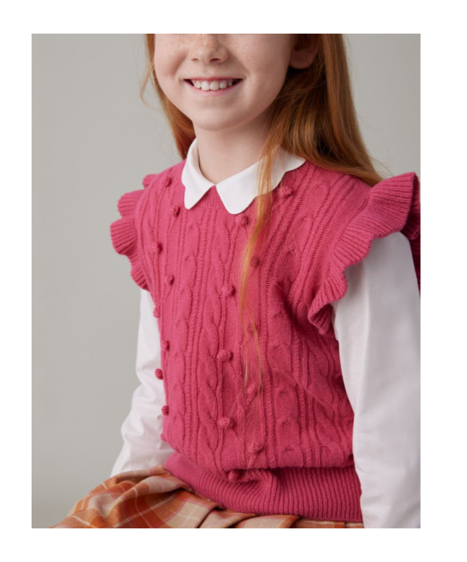 Il Gufo Cable-knit Virgin Wool Gilet In Red