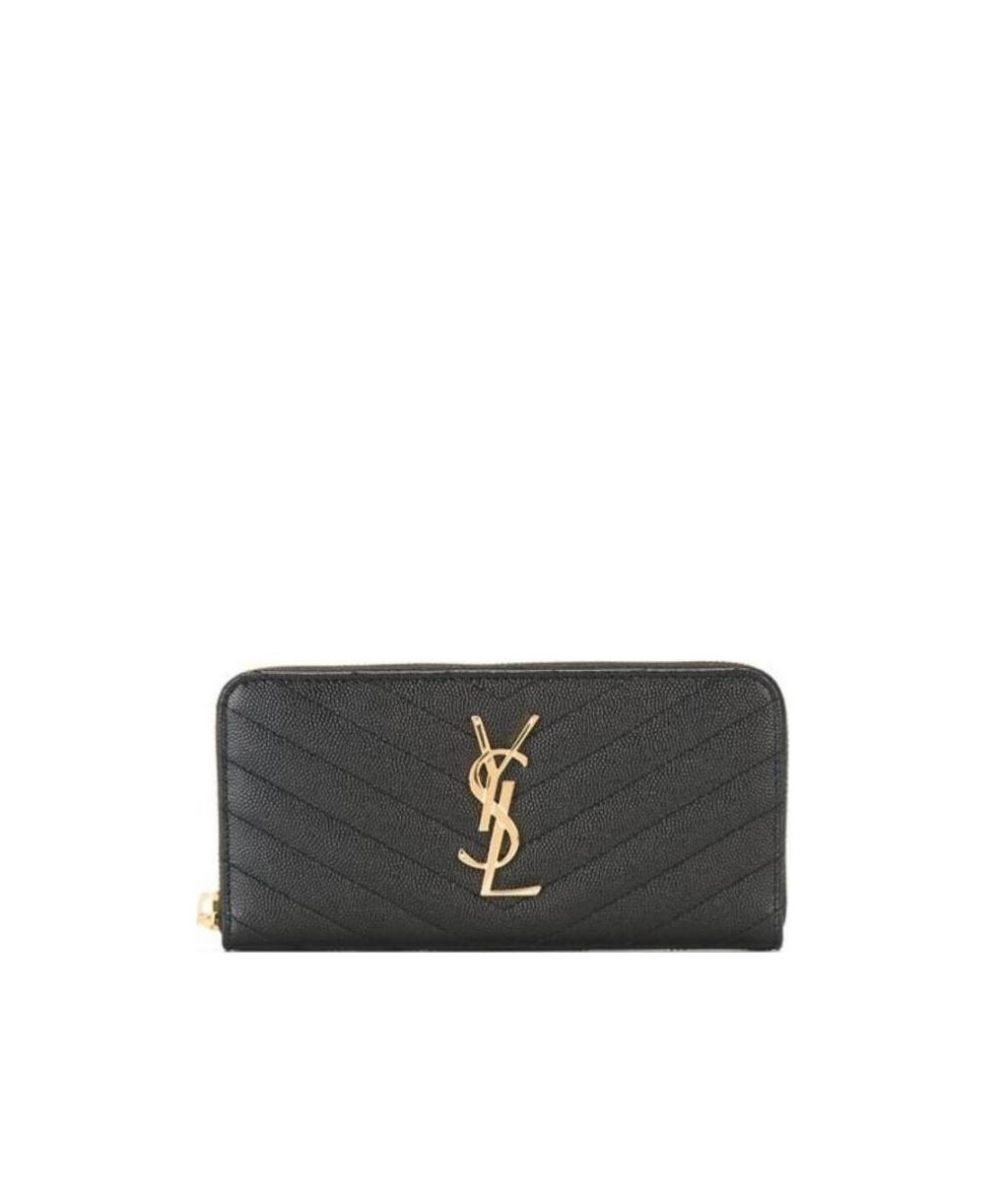 Saint Laurent Women Cassandre Leather Continental Wallet In Black