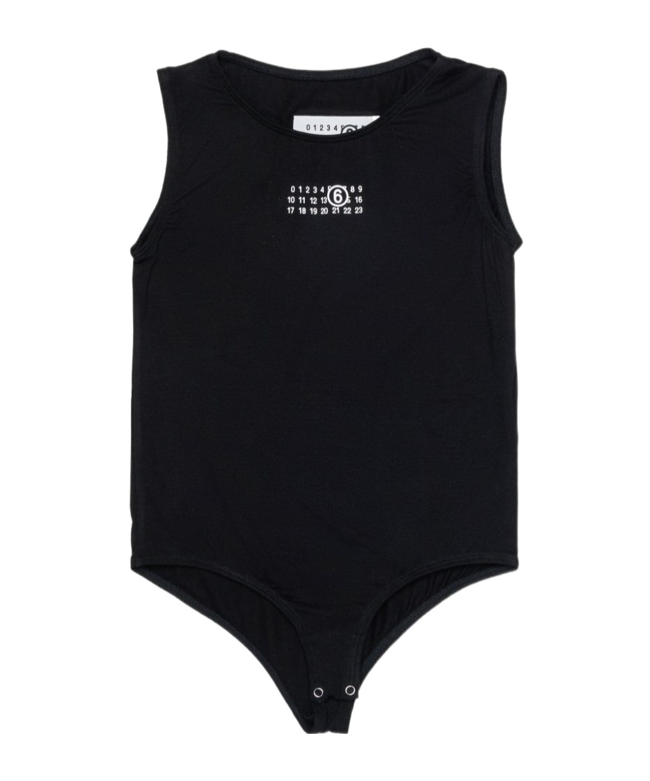Mm6 Maison Margiela Kids' Stretch Logo Bodysuit In Black