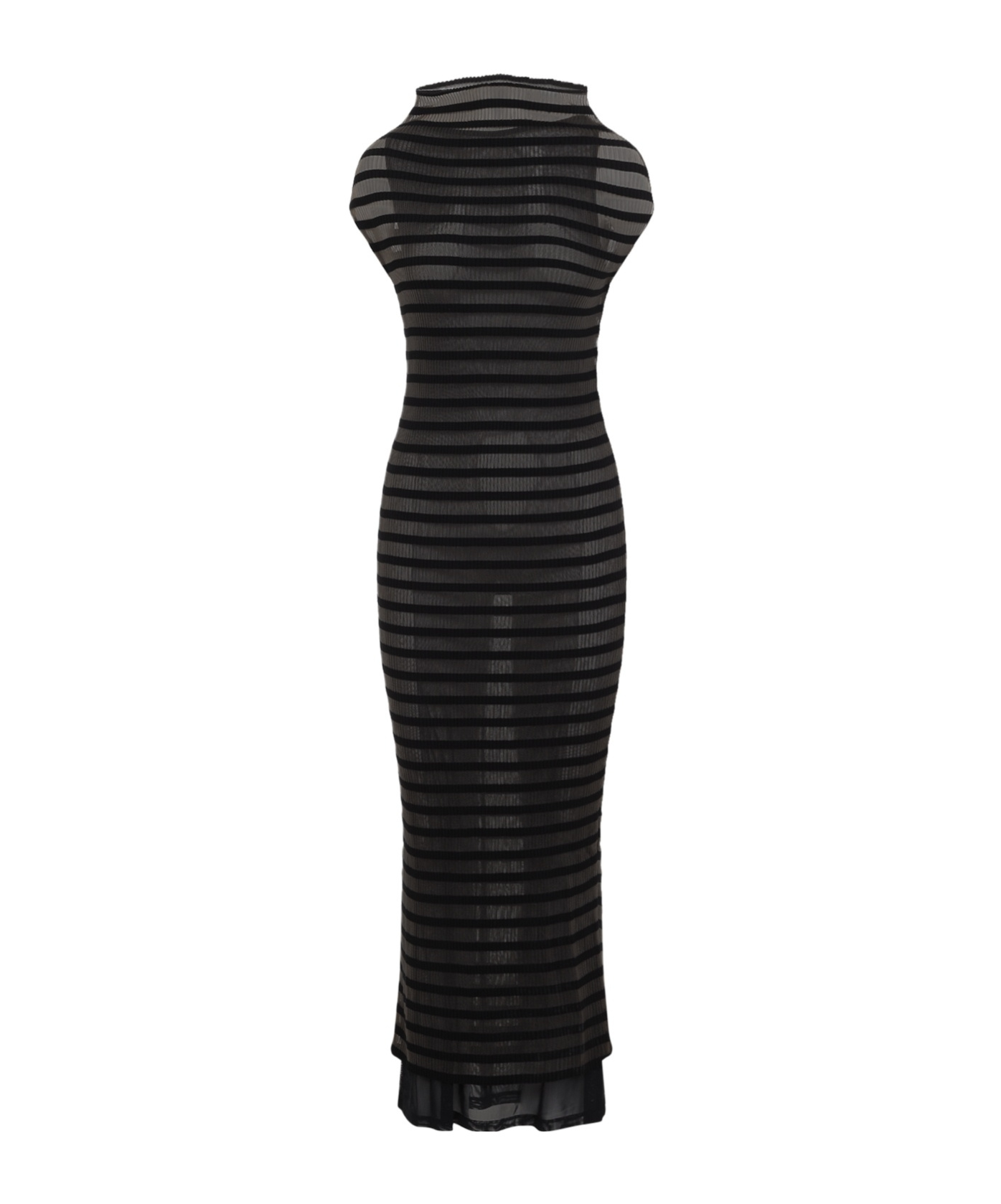 Shop Jean Paul Gaultier Striped Dress In Black
