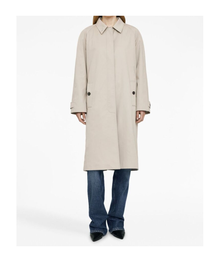 Anine Bing Randy Cotton Trench Coat In Nude