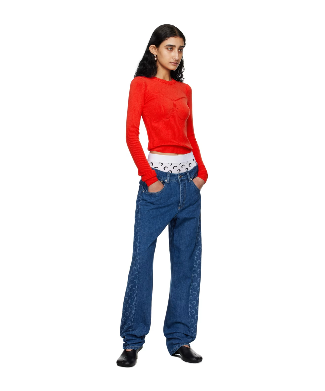 Marine Serre Red Rib Sweater In Red