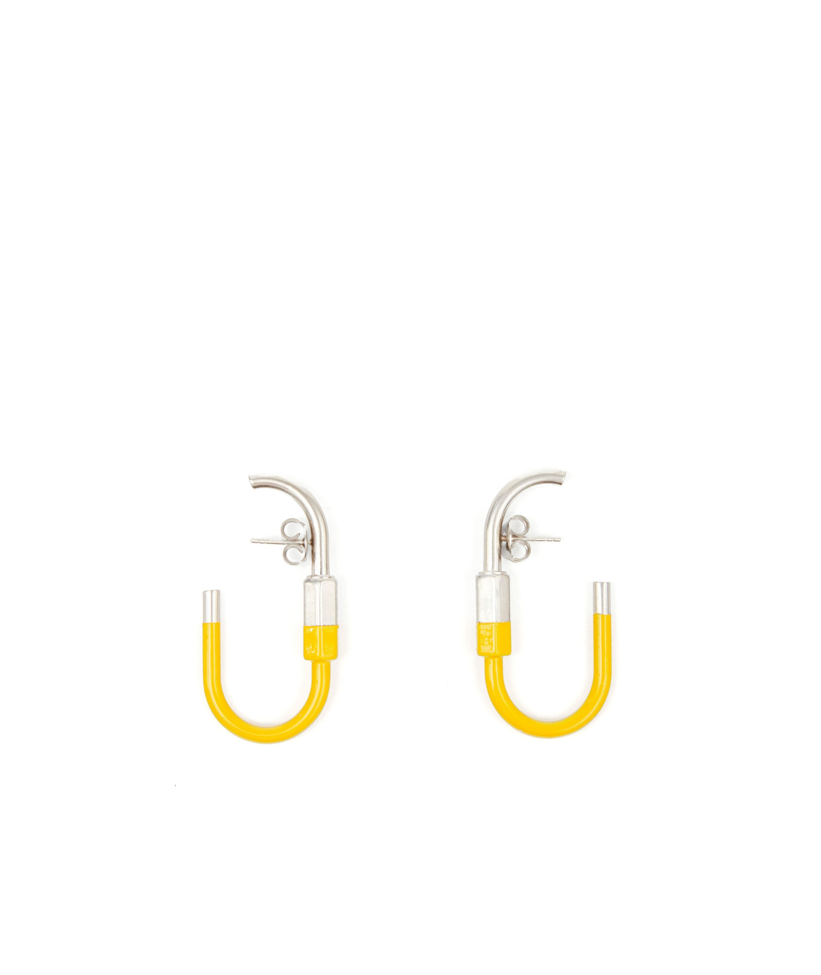 Mm6 Maison Margiela Carabiner Hoop Earrings In Yellow