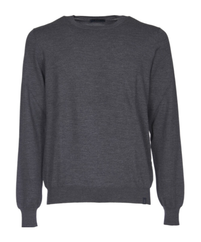 Fay Charcoal Grey Virgin Wool Sweater In Black