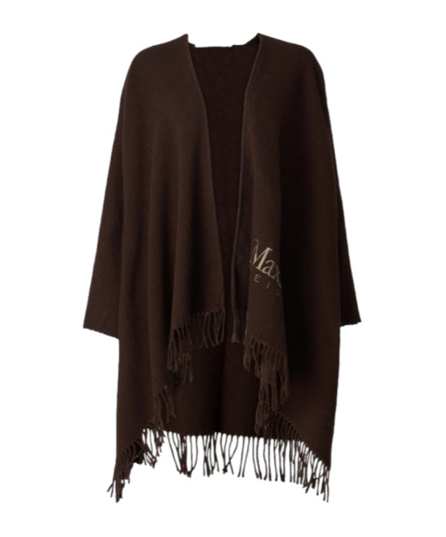 Max Mara Fringed Cloak In Black