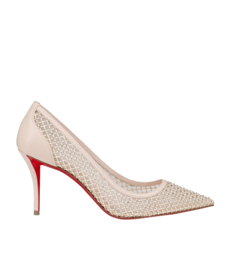 Christian Louboutin Apostropha Mesh Strass Pumps 80 In Leche