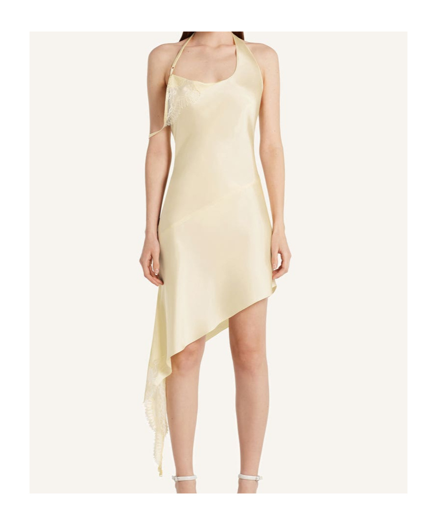 Courrèges Asymmetrical Satin Dress In Yellow