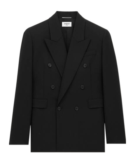 Saint Laurent Double-breasted Wool Jacket In Black
