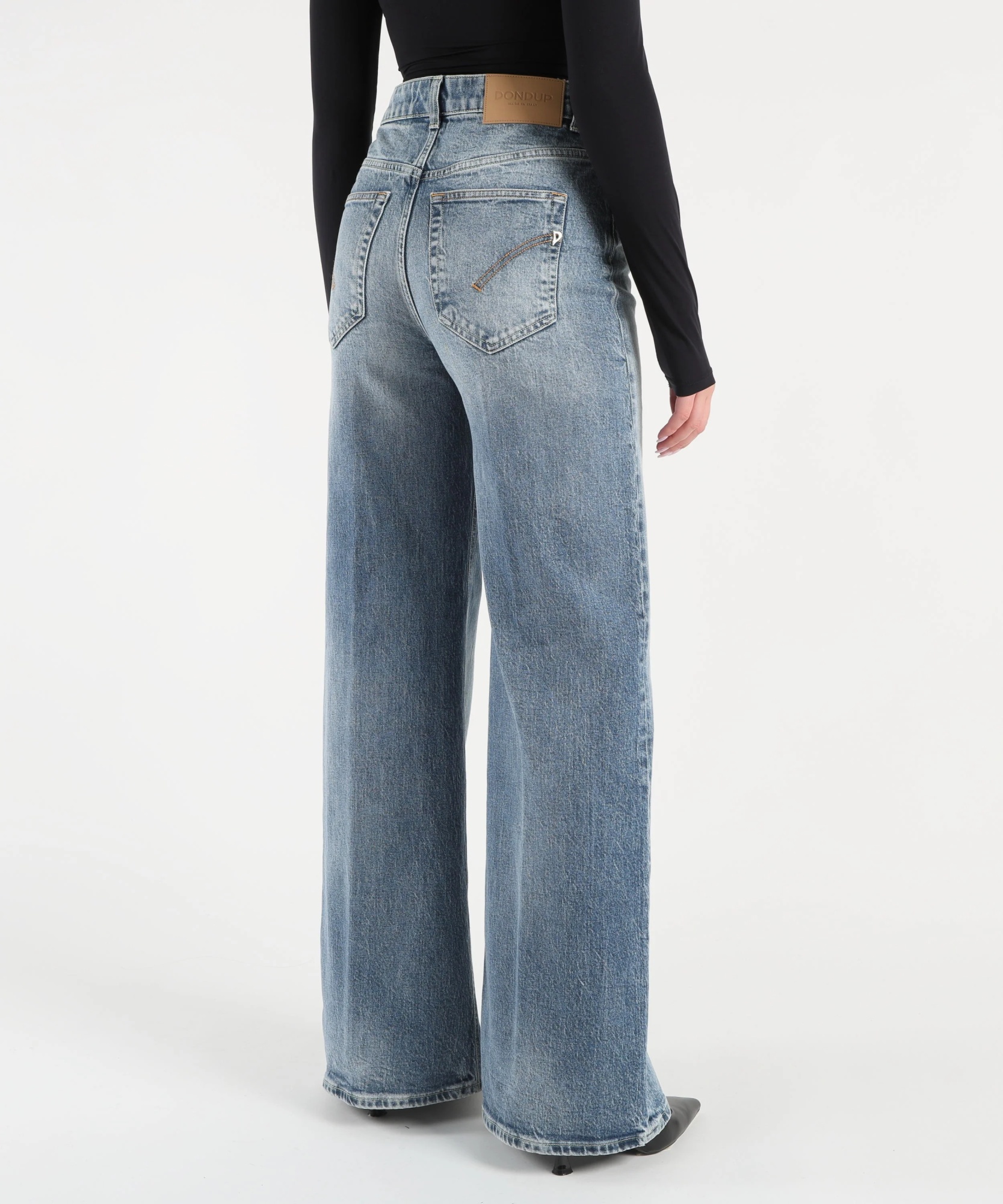 Dondup Wide Leg Jeans In Blue