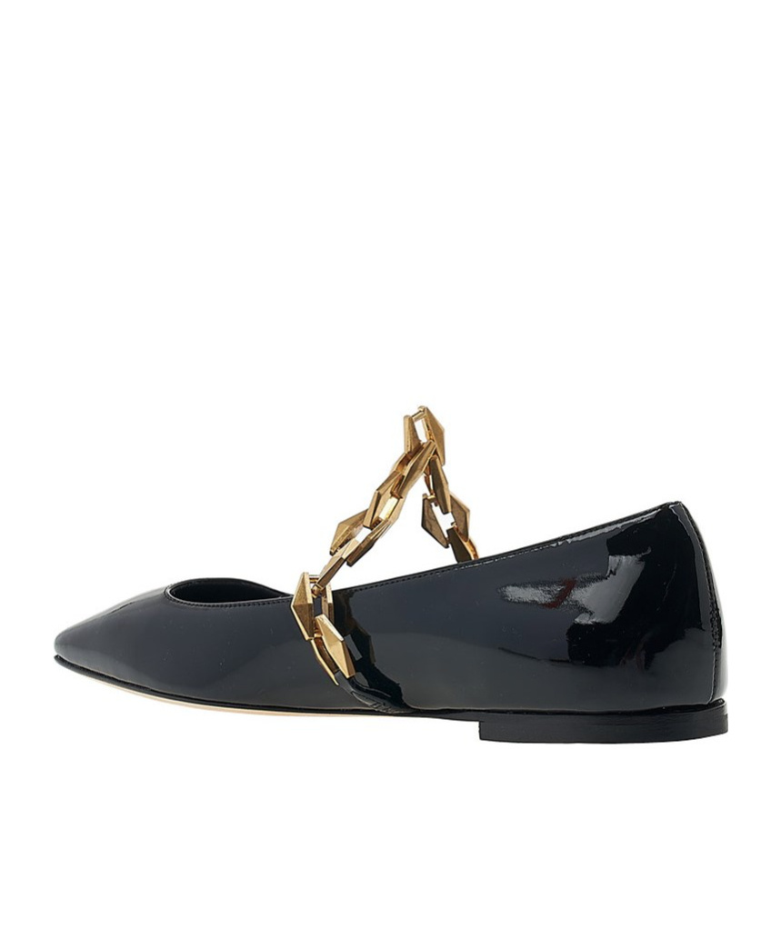 Jimmy Choo Logo Flats In Black
