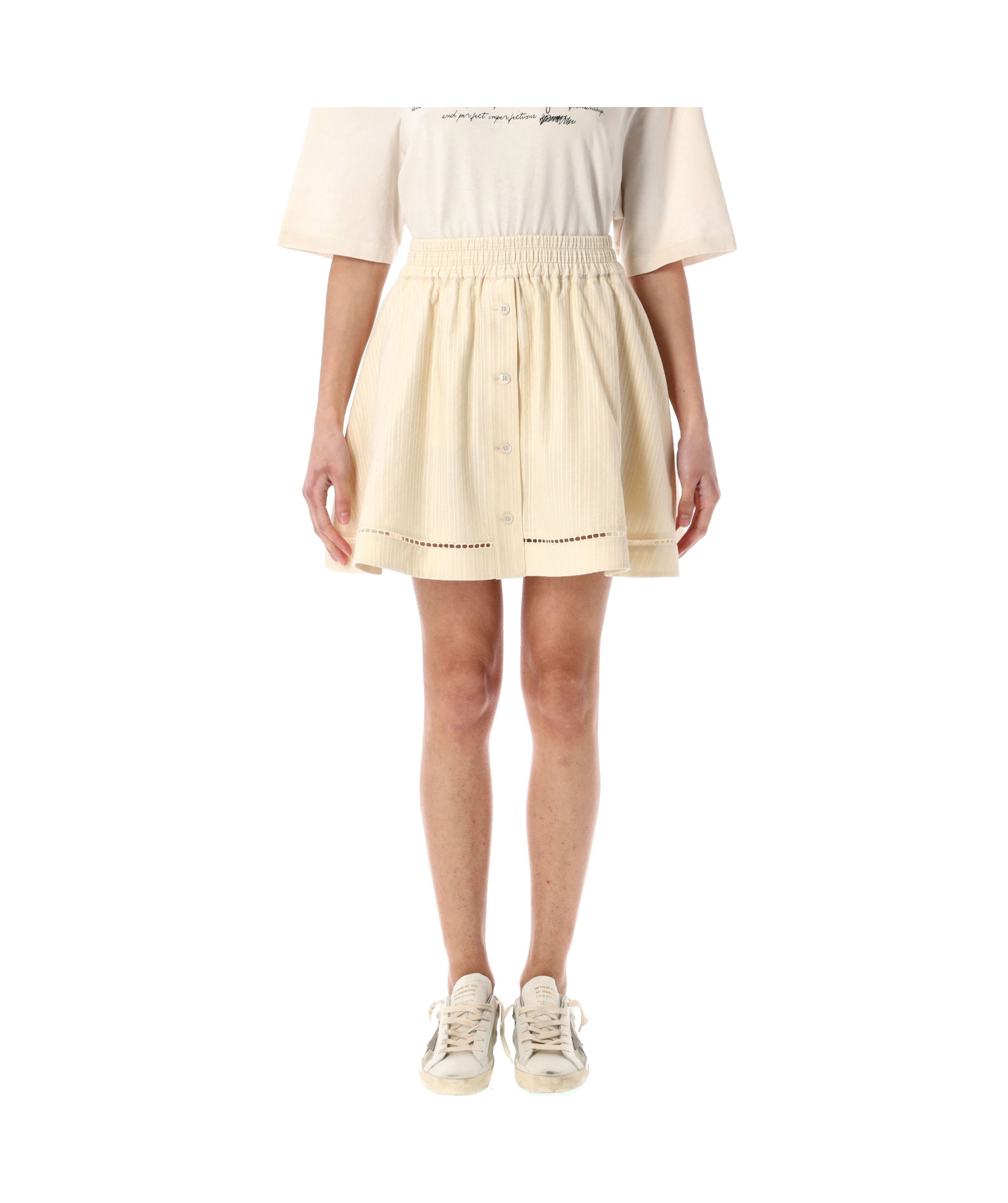 Shop Golden Goose Flared Mini Skirt In Nude