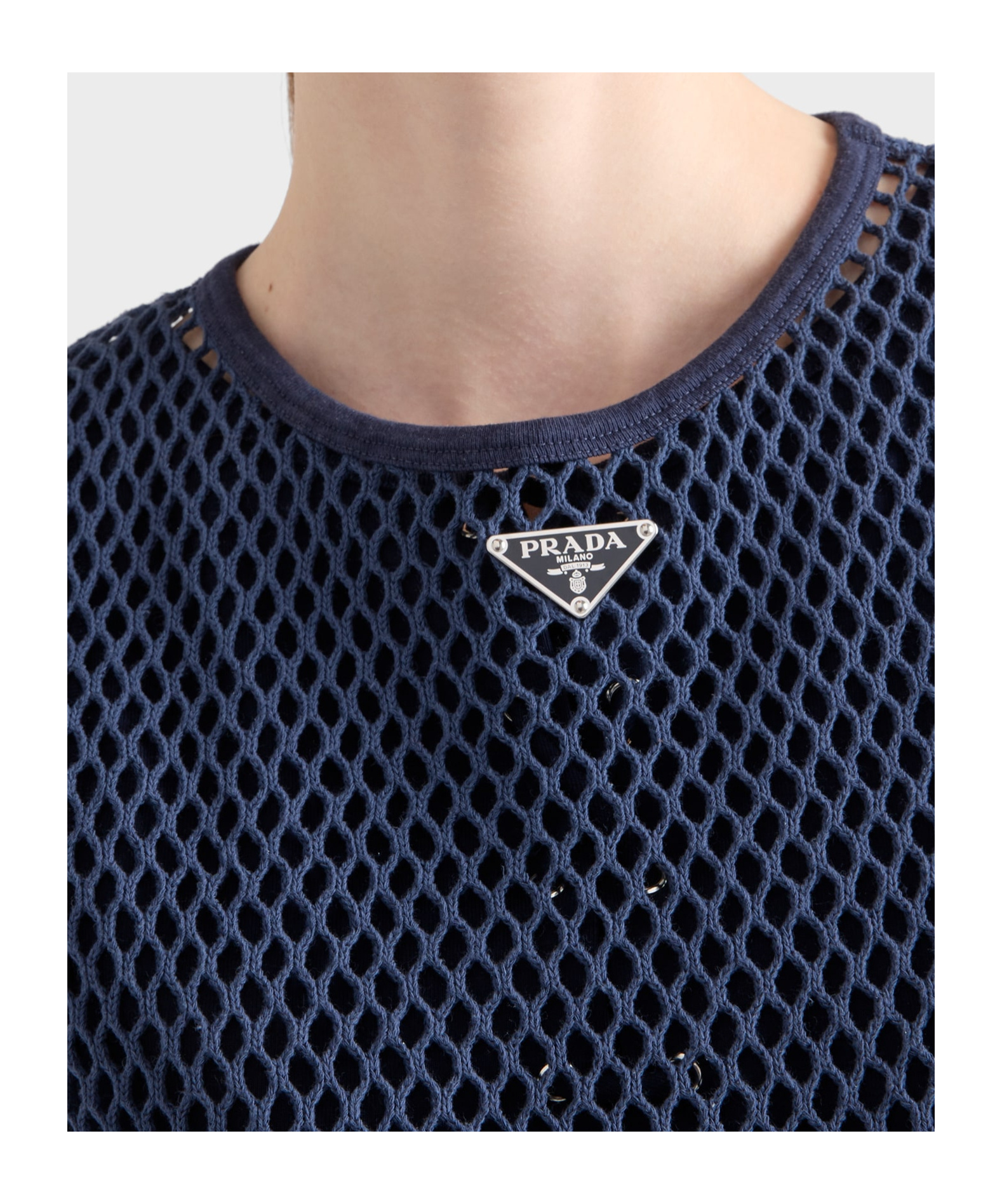 Prada Mesh Sleeveless Top In Sea-blue