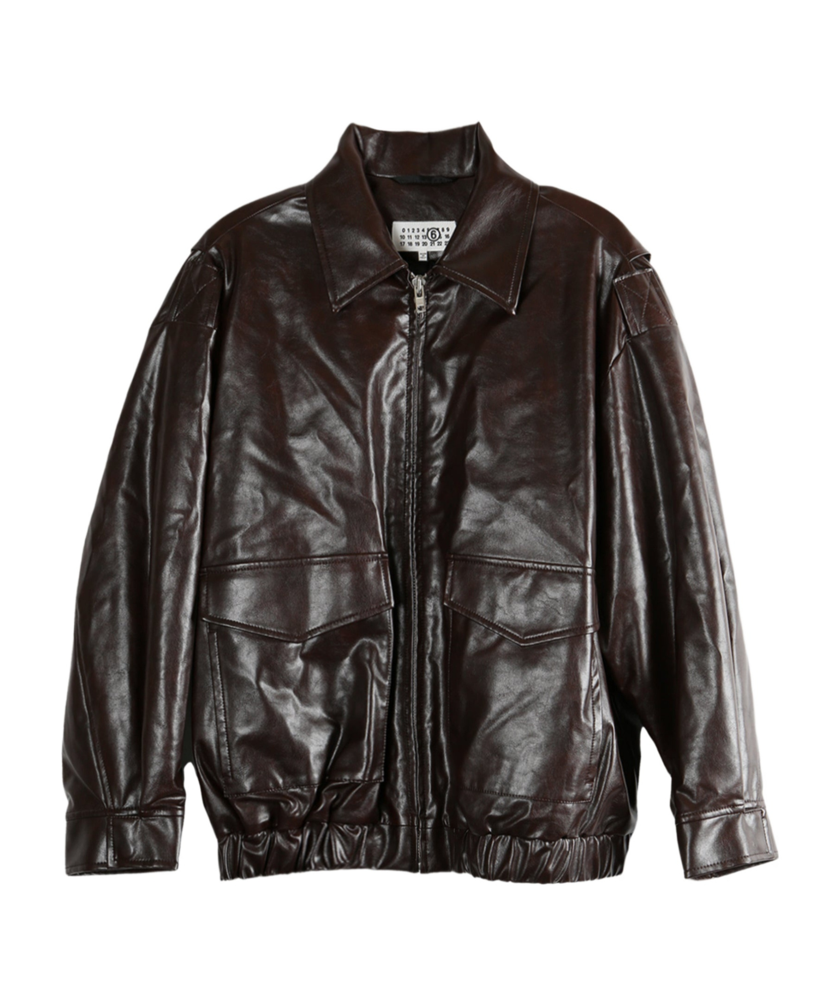 Mm6 Maison Margiela Oversize Faux Leather Bomber Jacket In Black