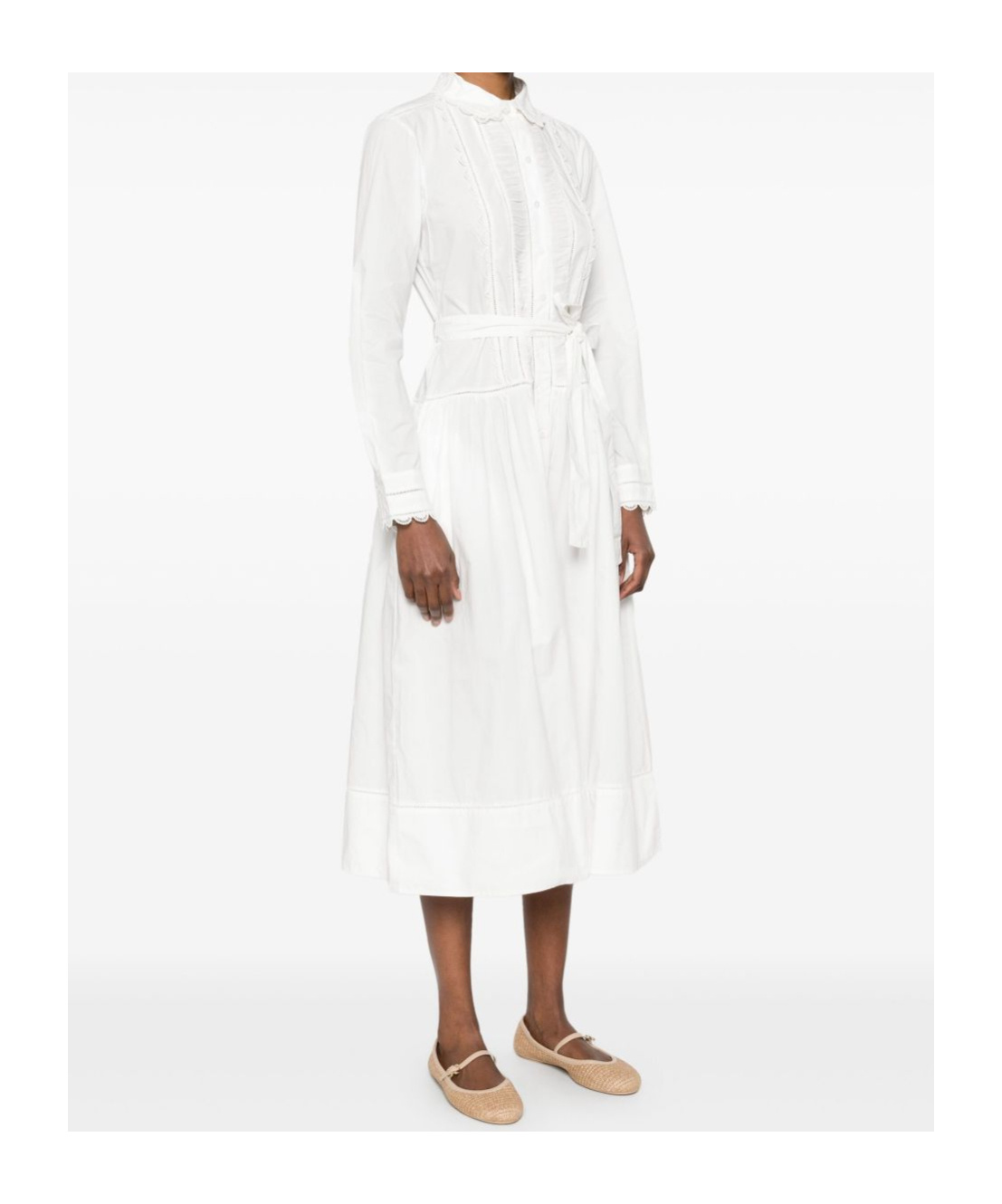 Ulla Johnson Ariane Dress With Belted Waist And Front Slit In White