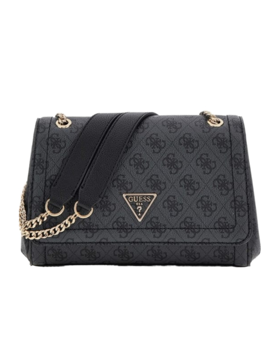 Guess Monogram-pattern Satchel Bag In Gray