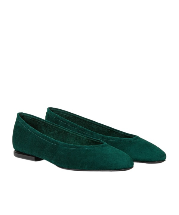Loro Piana Primula Suede Ballet Flats In Green
