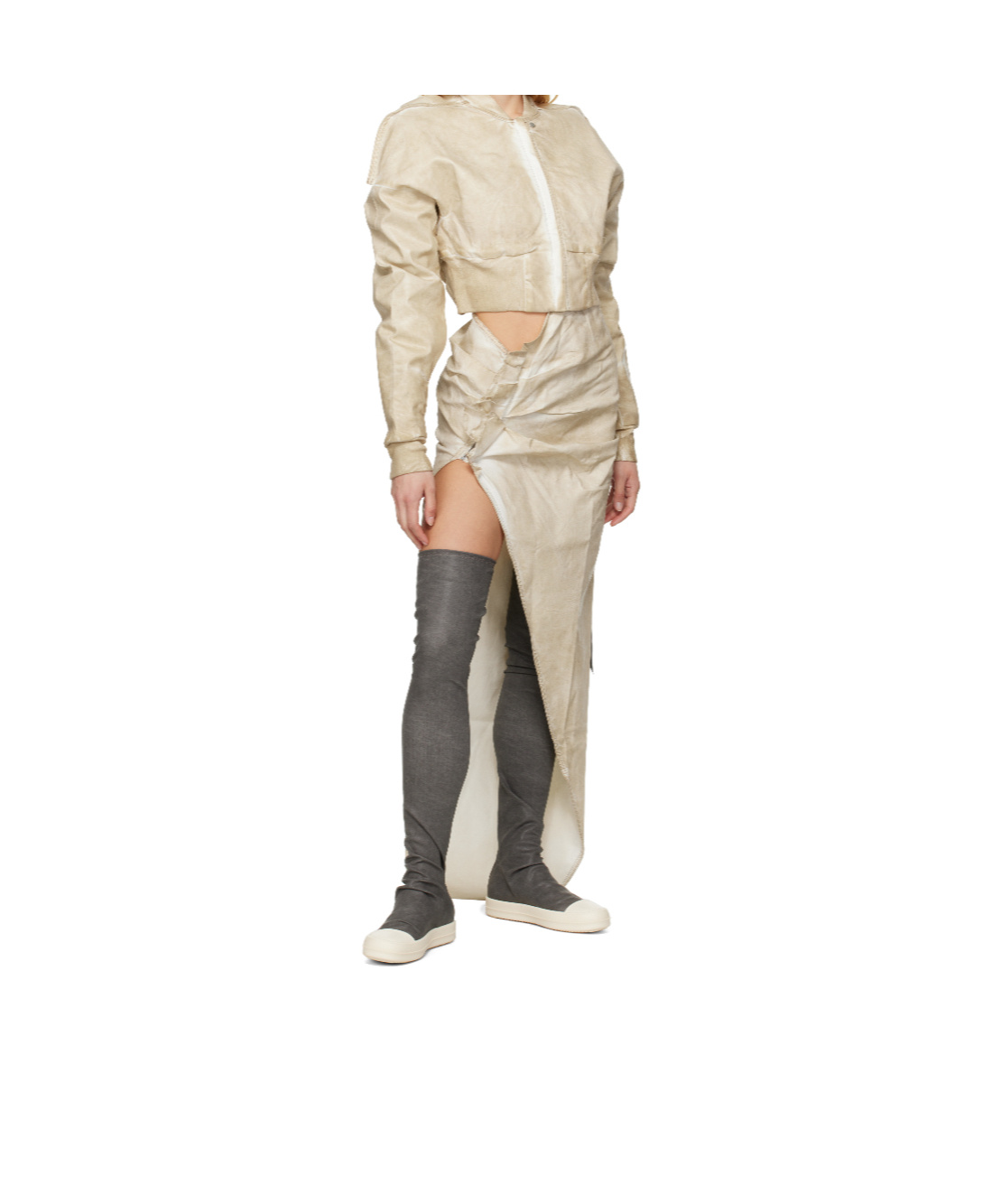 Rick Owens Drkshdw Over-the-knee Sock Sneakers With Contrast Toe Cap In Gray