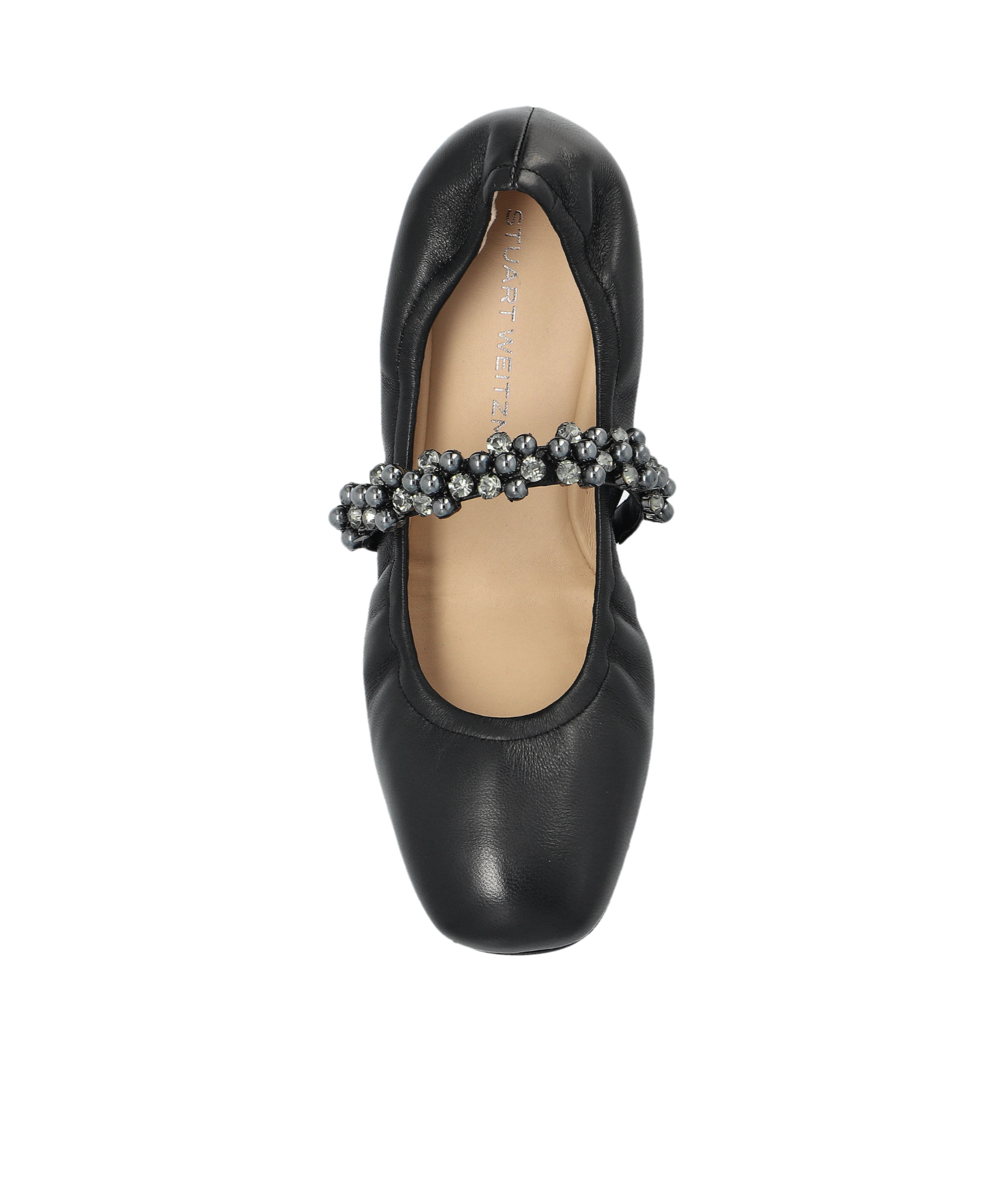 Stuart Weitzman Poppy Leather Ballet Flats In Black