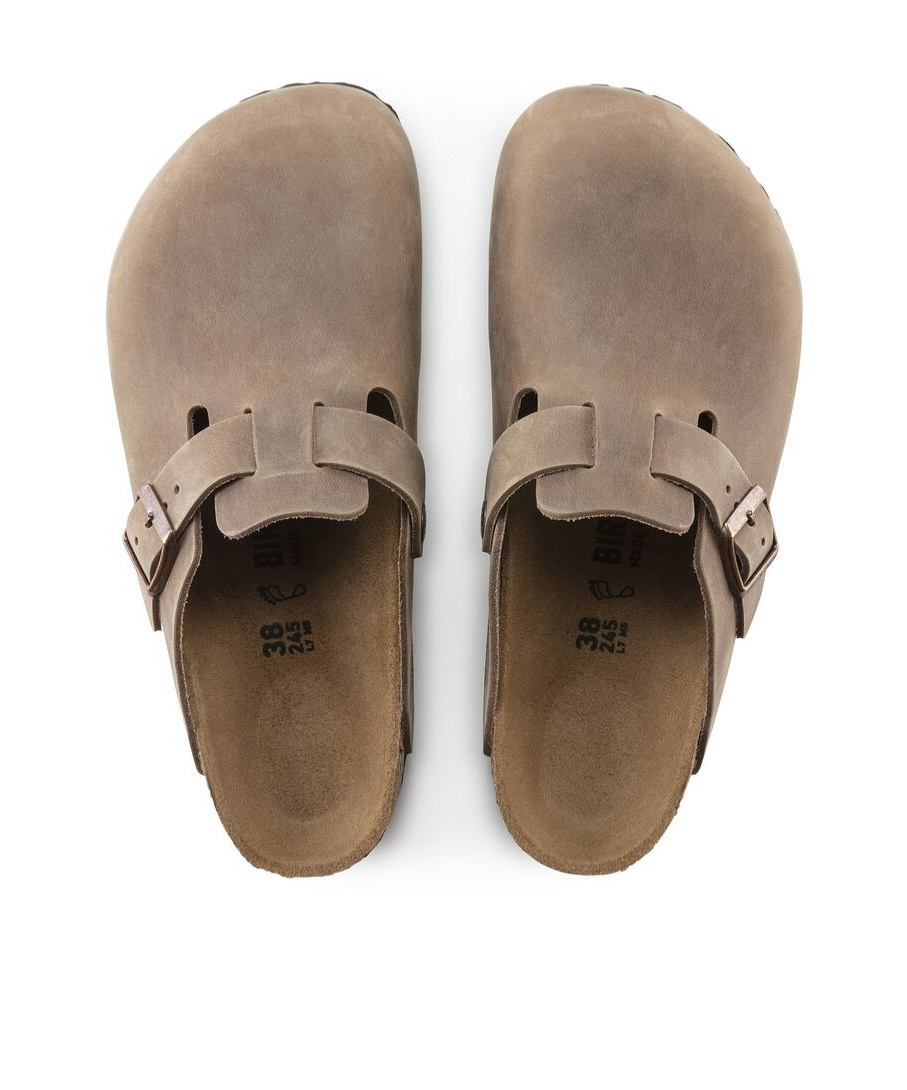 Birkenstock Boston Oiled Suede Slides In Brown