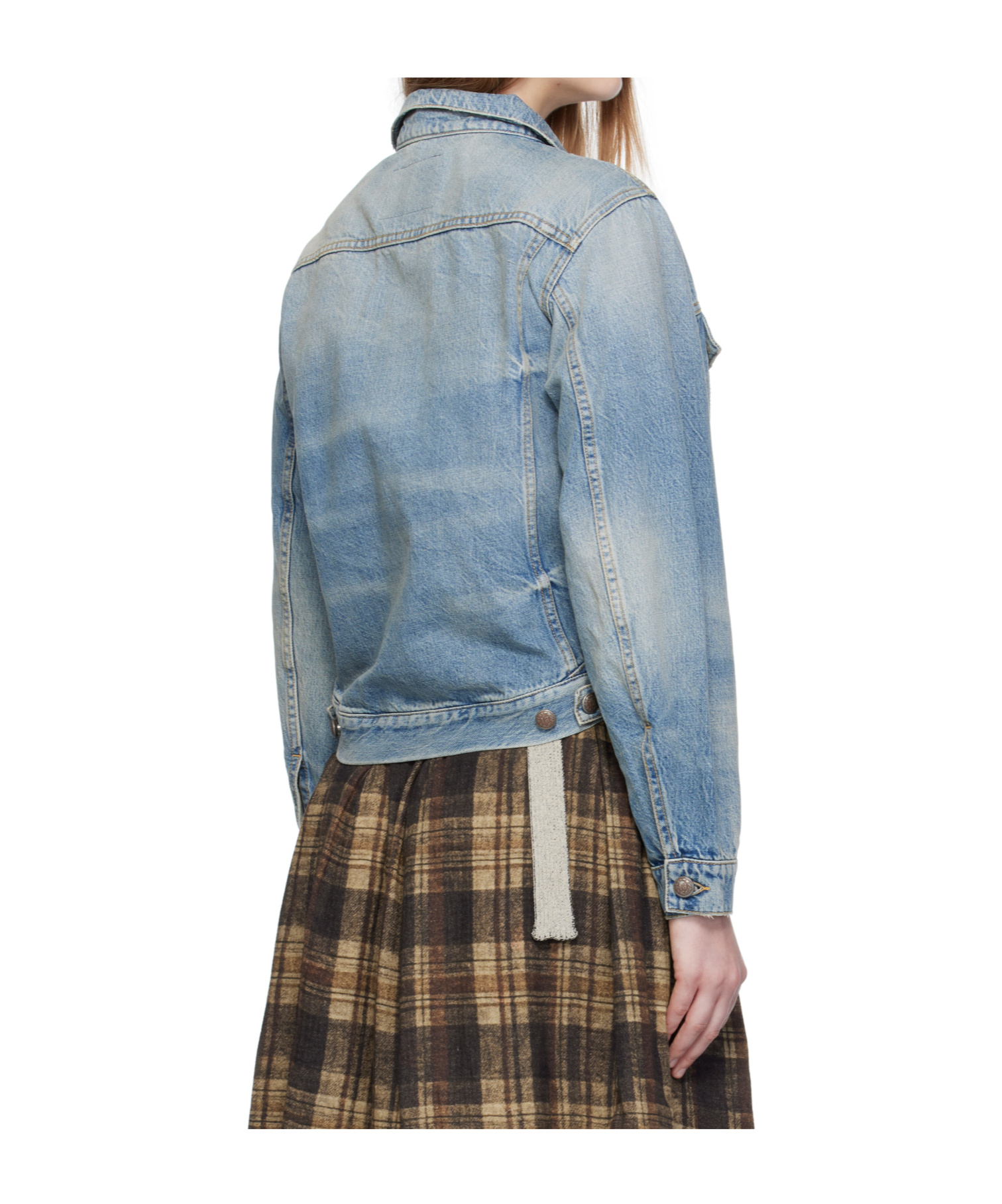 R13 Blue Wrap Around Denim Trucker Jacket In Blue