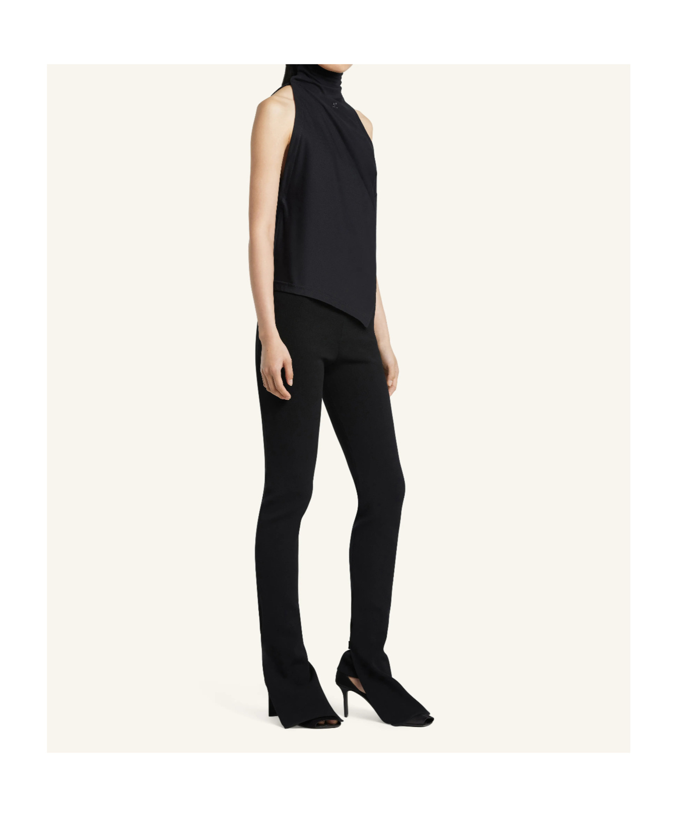 Courrèges Twisted Asymmetrical Cut-out Shoulder Blouse In Black