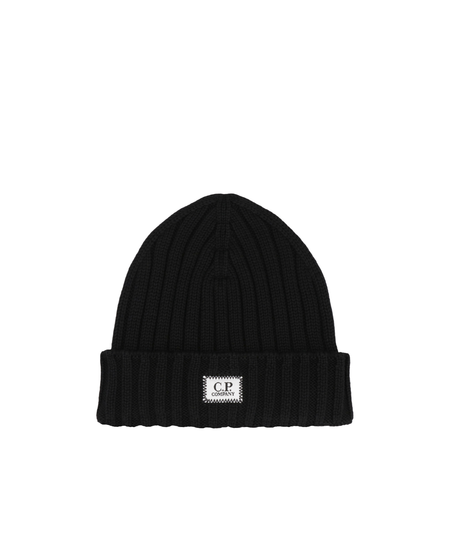 C.p. Company Cuffed Knitted Hat In Black