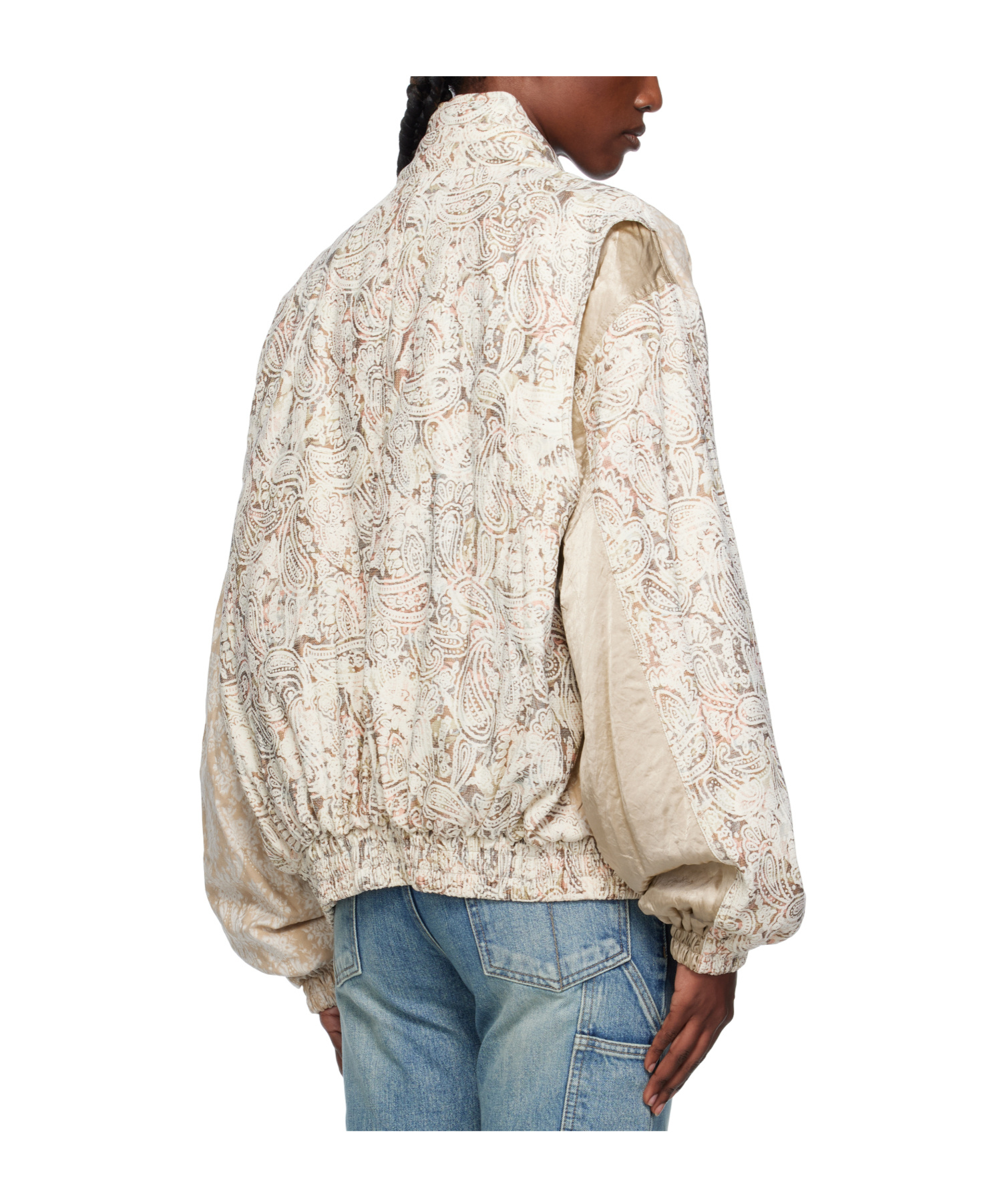 Open Yy Paisley Cargo Bomber Jacket In Neutral