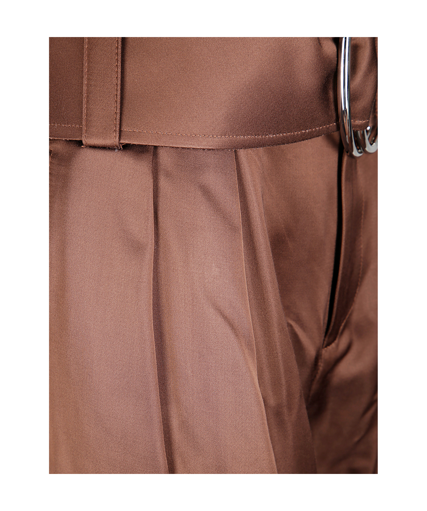 Jw Anderson Pleated D-ring Satin Trousers In Brown