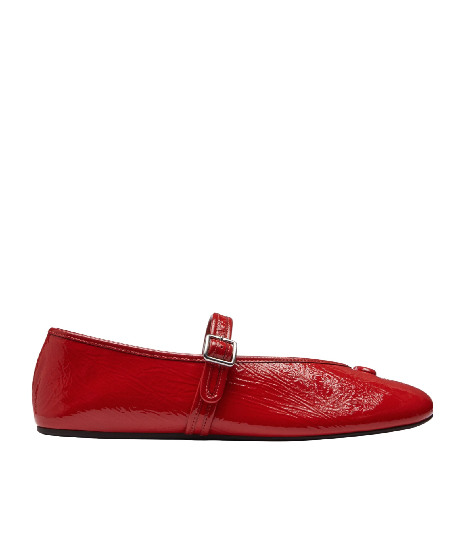 Coach Buckle-strap Patent Leather Ballet Flats In Red