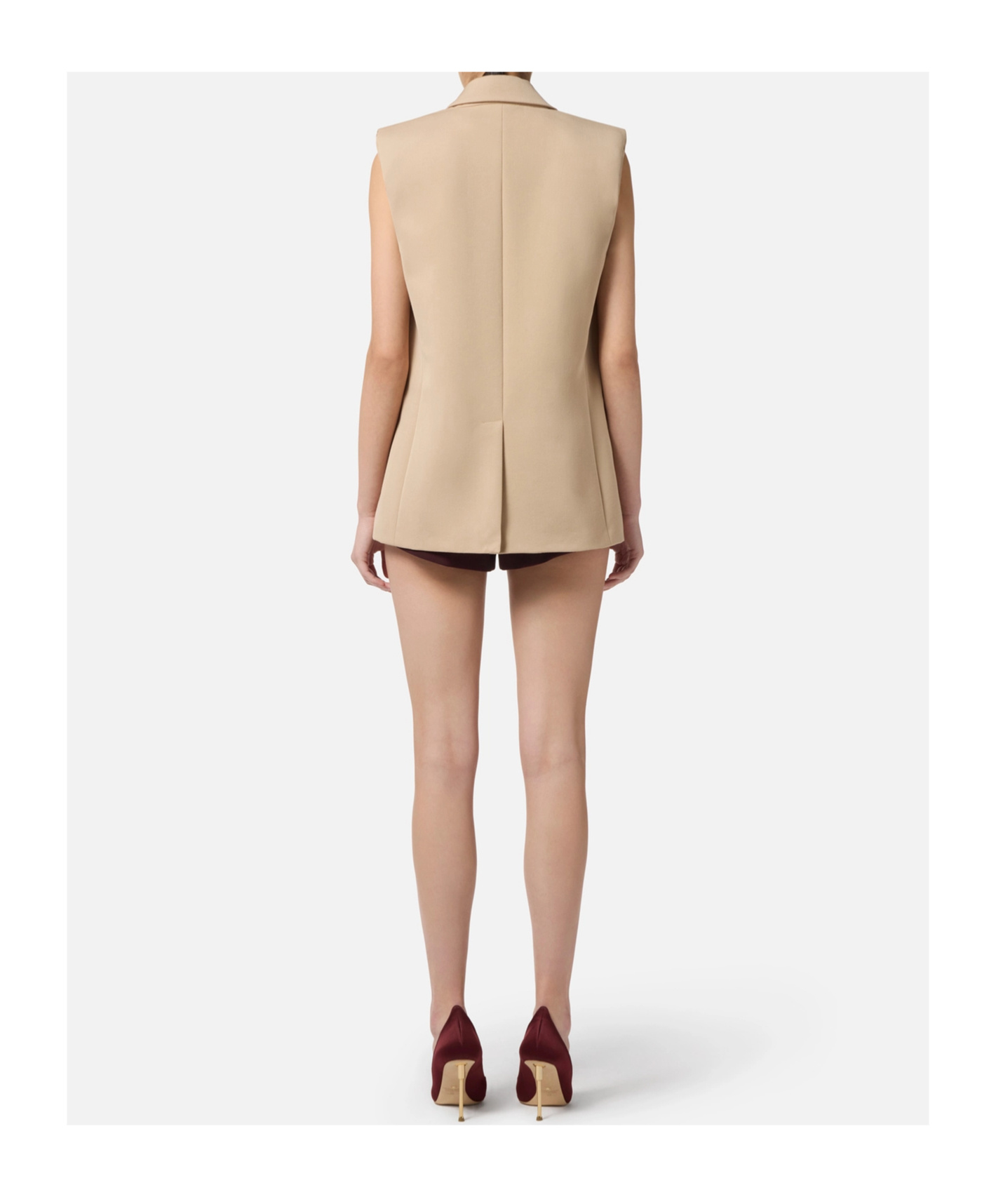 Elisabetta Franchi Embellished-button Sleeveless Waistcoat In Neutral