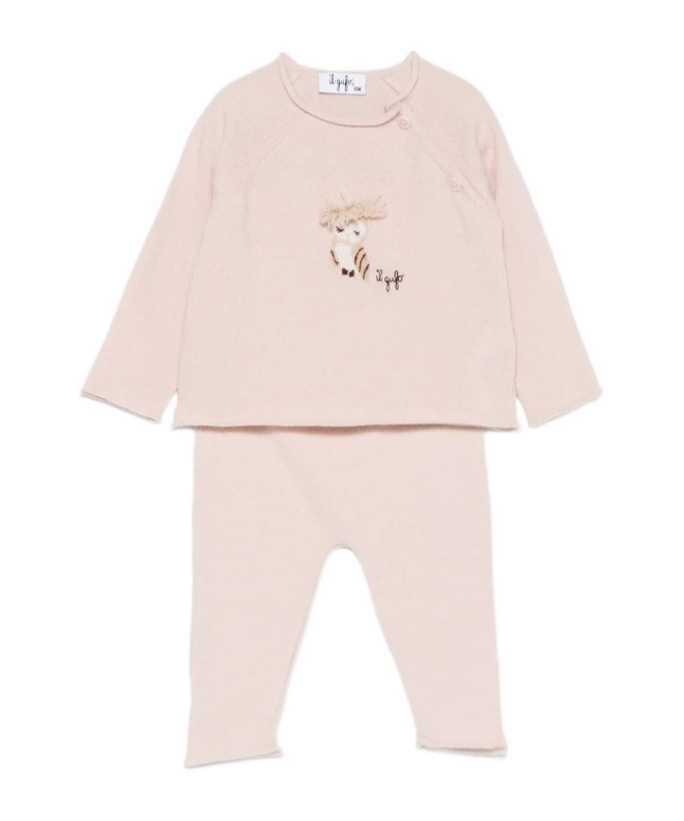 Il Gufo Crew Neck Sweater And Pants Set In Neutral