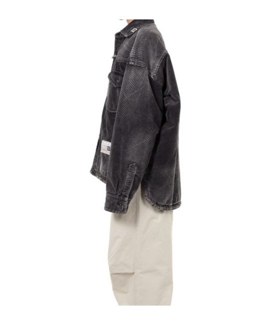 Miharayasuhiro Distressed Corduroy Puffer Shirt In Blue