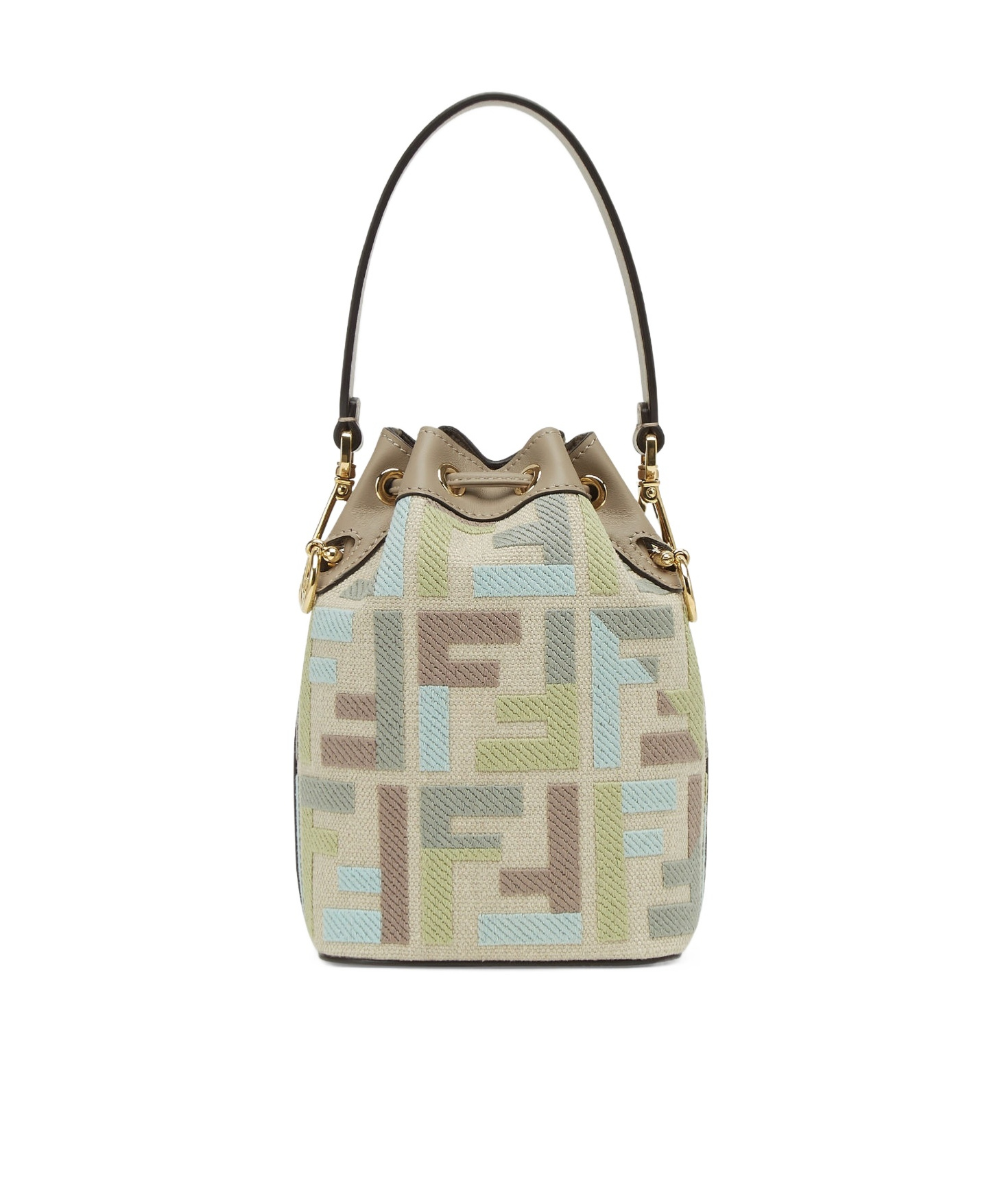 Fendi Mon Tresor Drawstring Bucket Bag In Nude