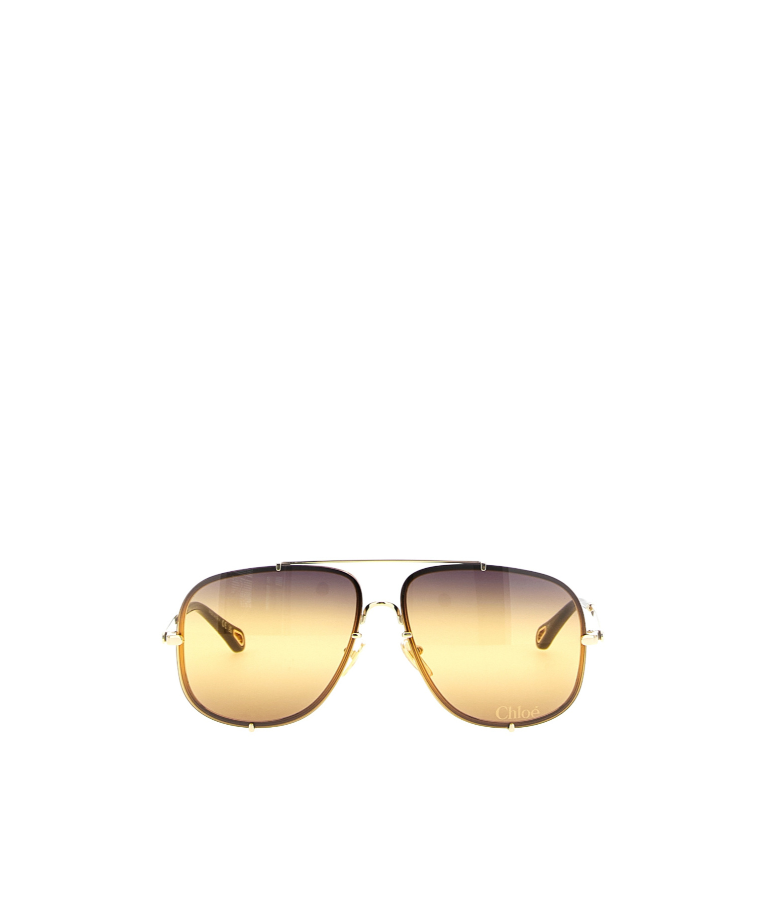 Chloé Square Metal Sunglasses Gradient Lenses In Yellow