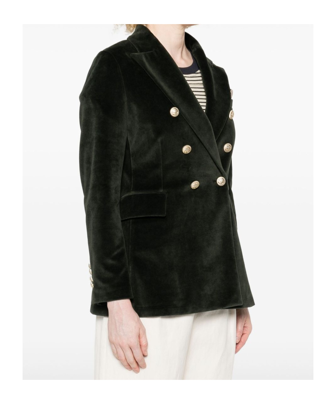 Circolo 1901 Double-breasted Tailored Jacket With Gold-tone Buttons In Green